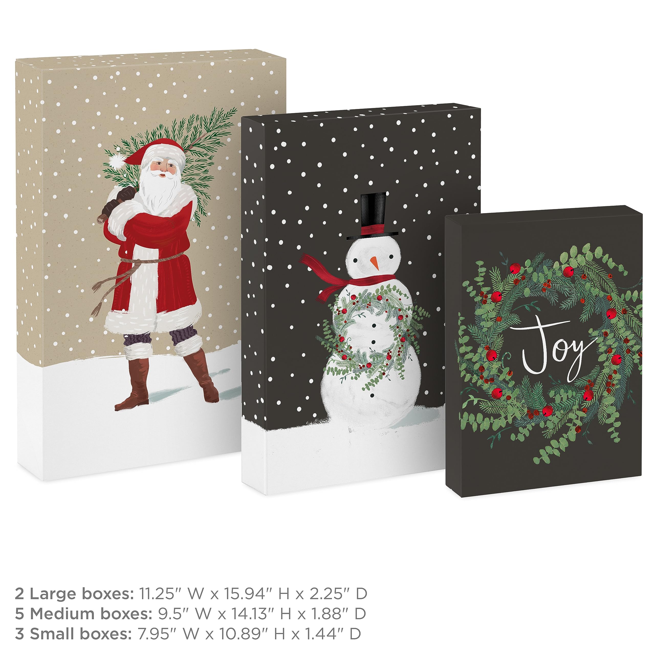 Hallmark supplier graphic specifying three small, five medium, and two large boxes