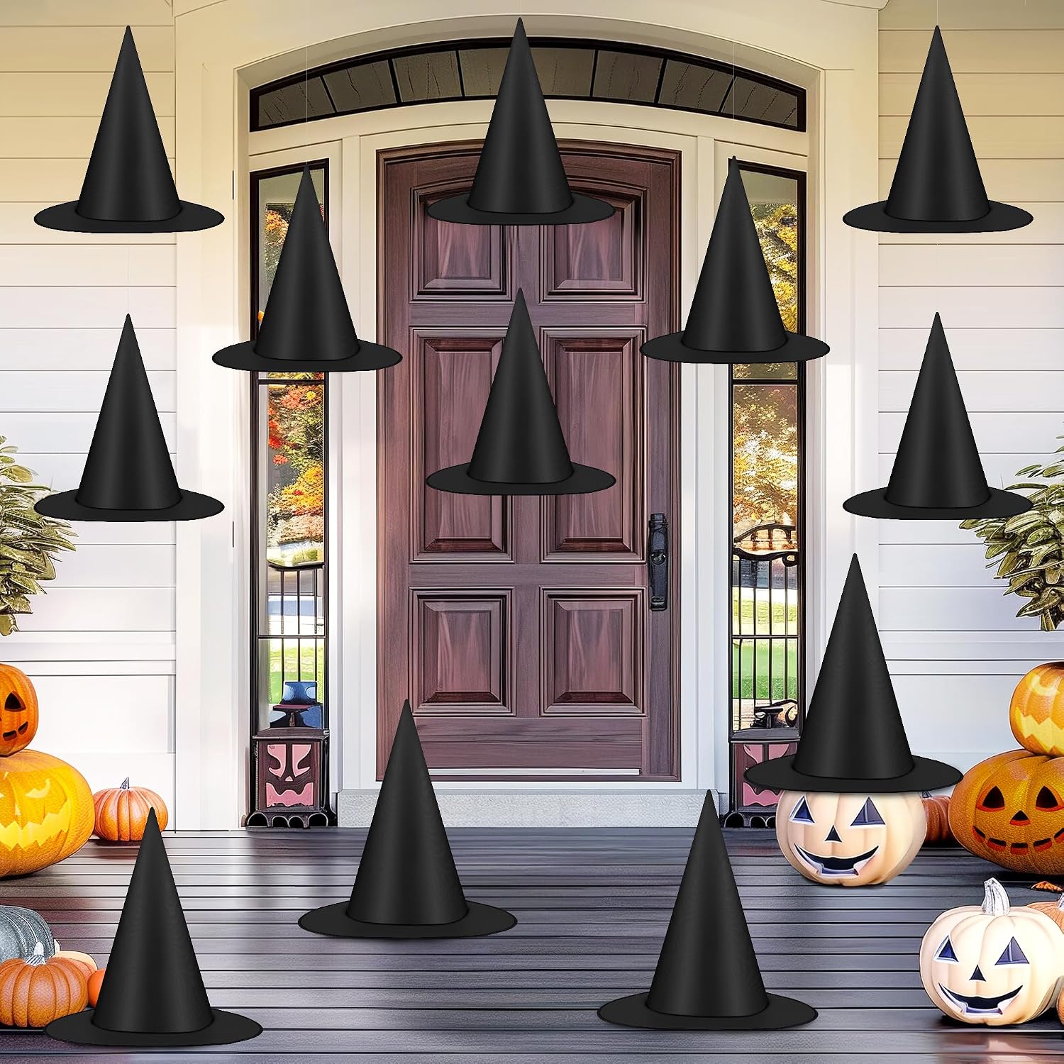 Helimoto hanging witch hats in a listing illustration