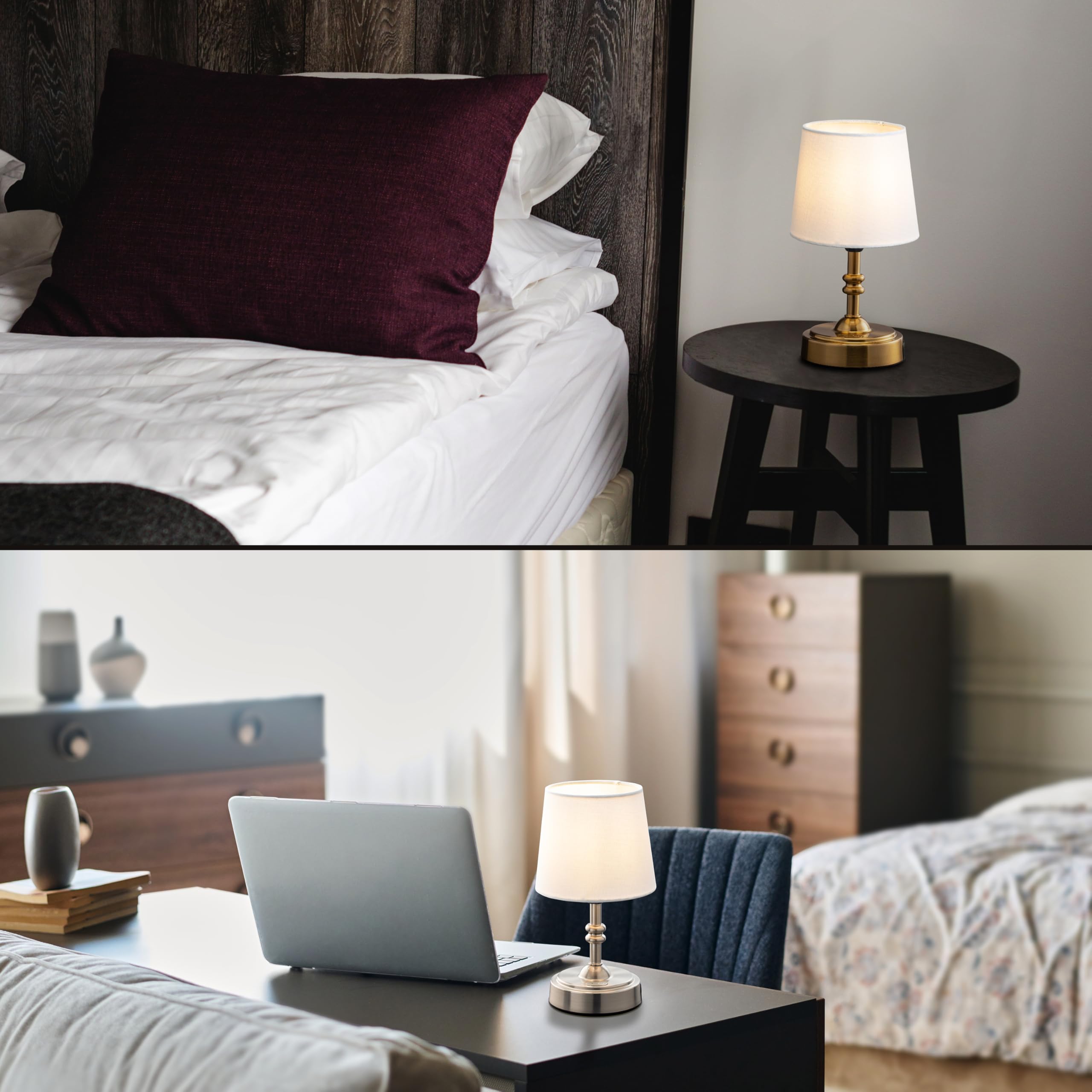 O’Bright lamp styled on bedside and work surfaces