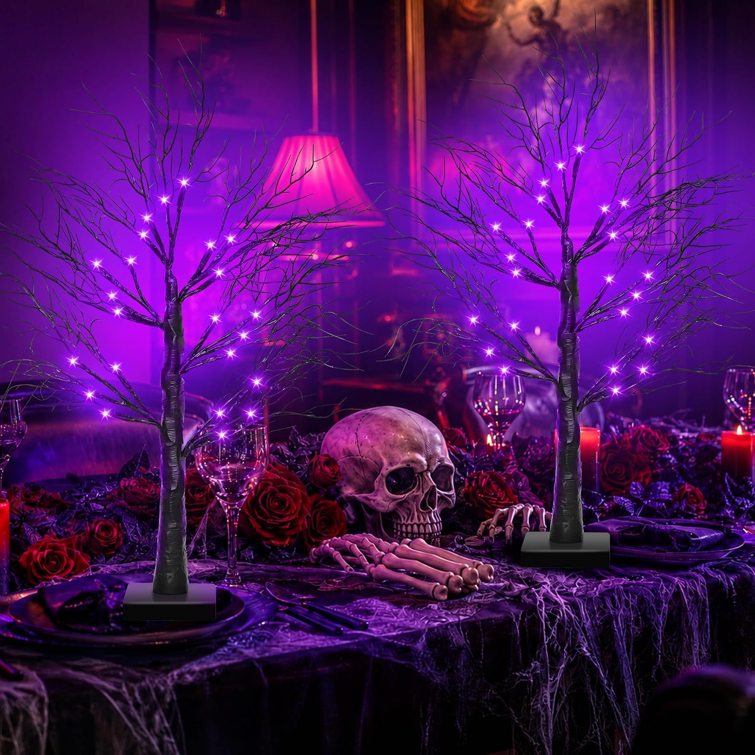 Purple LED tree in a listing display