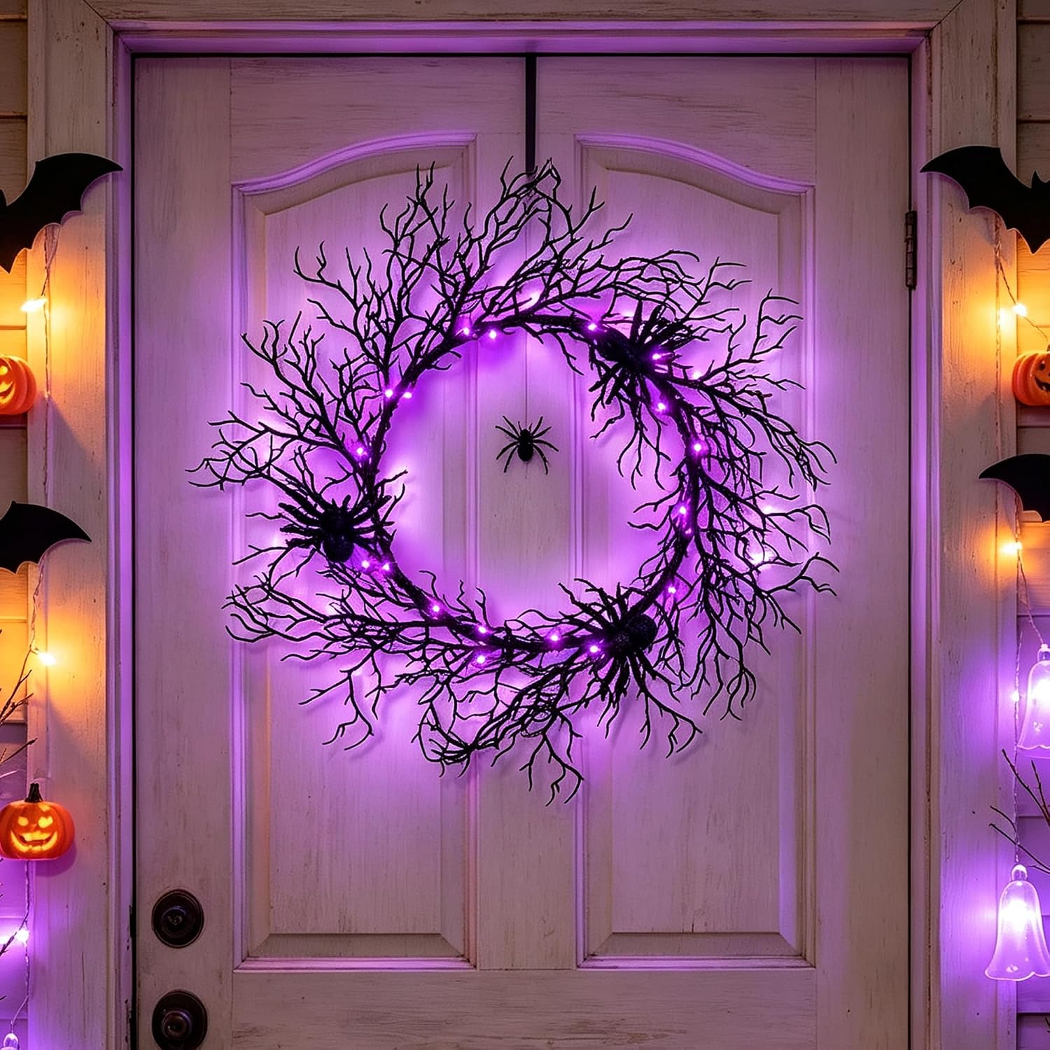 Adroiteet black-and-purple spider wreath