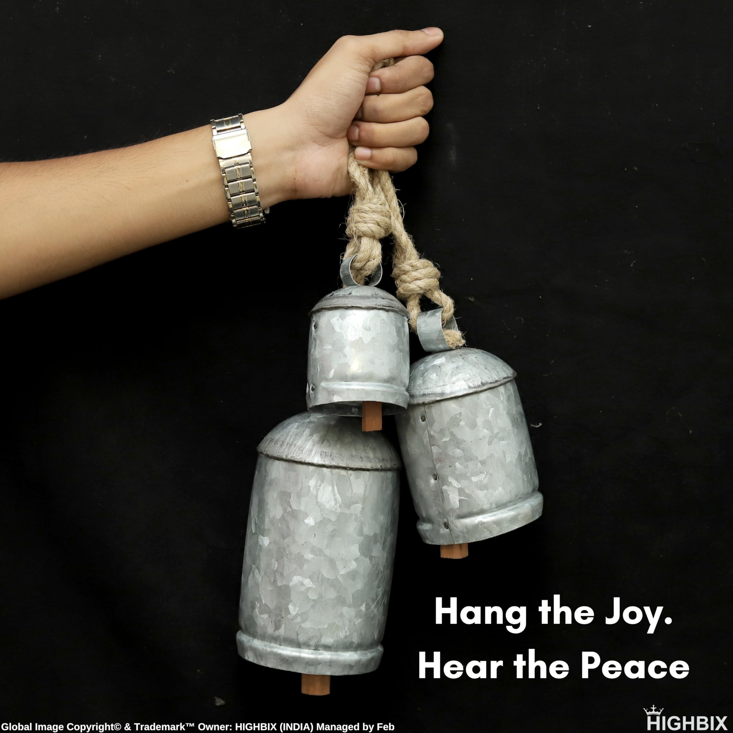 Supplier hand-held view of the galvanized bells