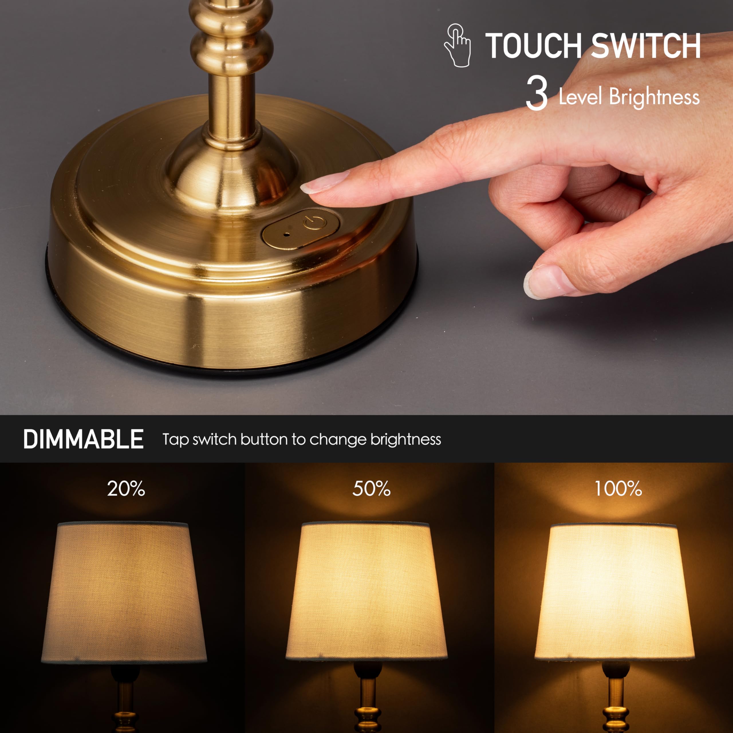 Supplier touch-control illustration of three brightness levels