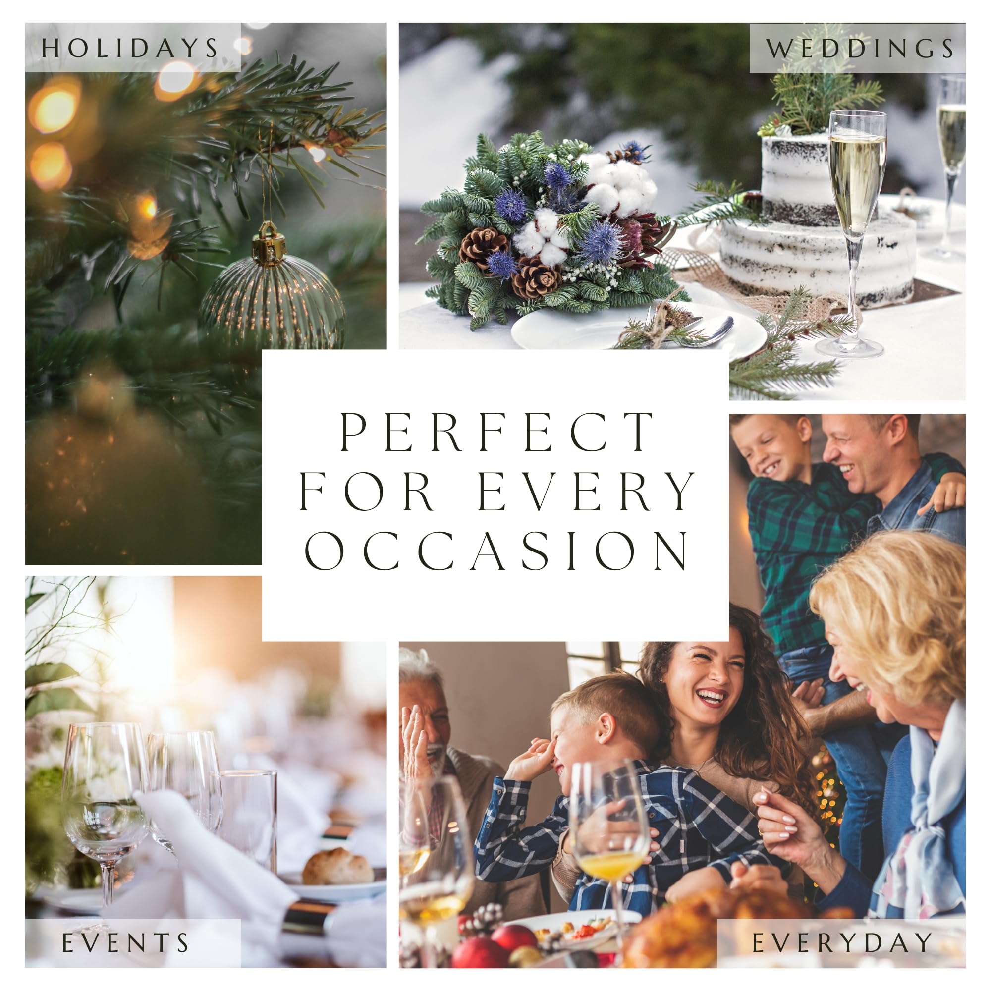Supplier collage illustrating tablecloth styling contexts