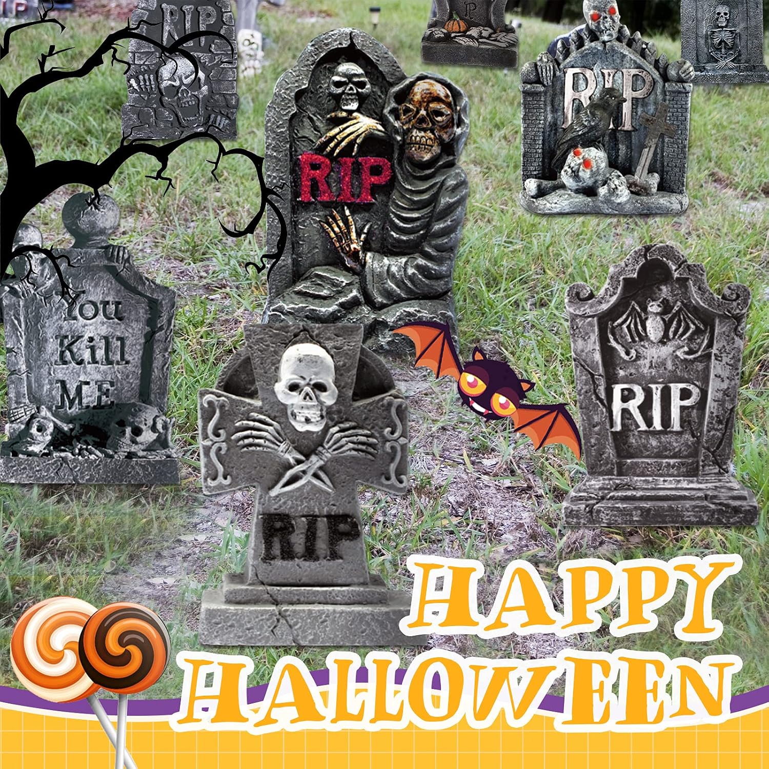 Printed panels in a Halloween promotional composition