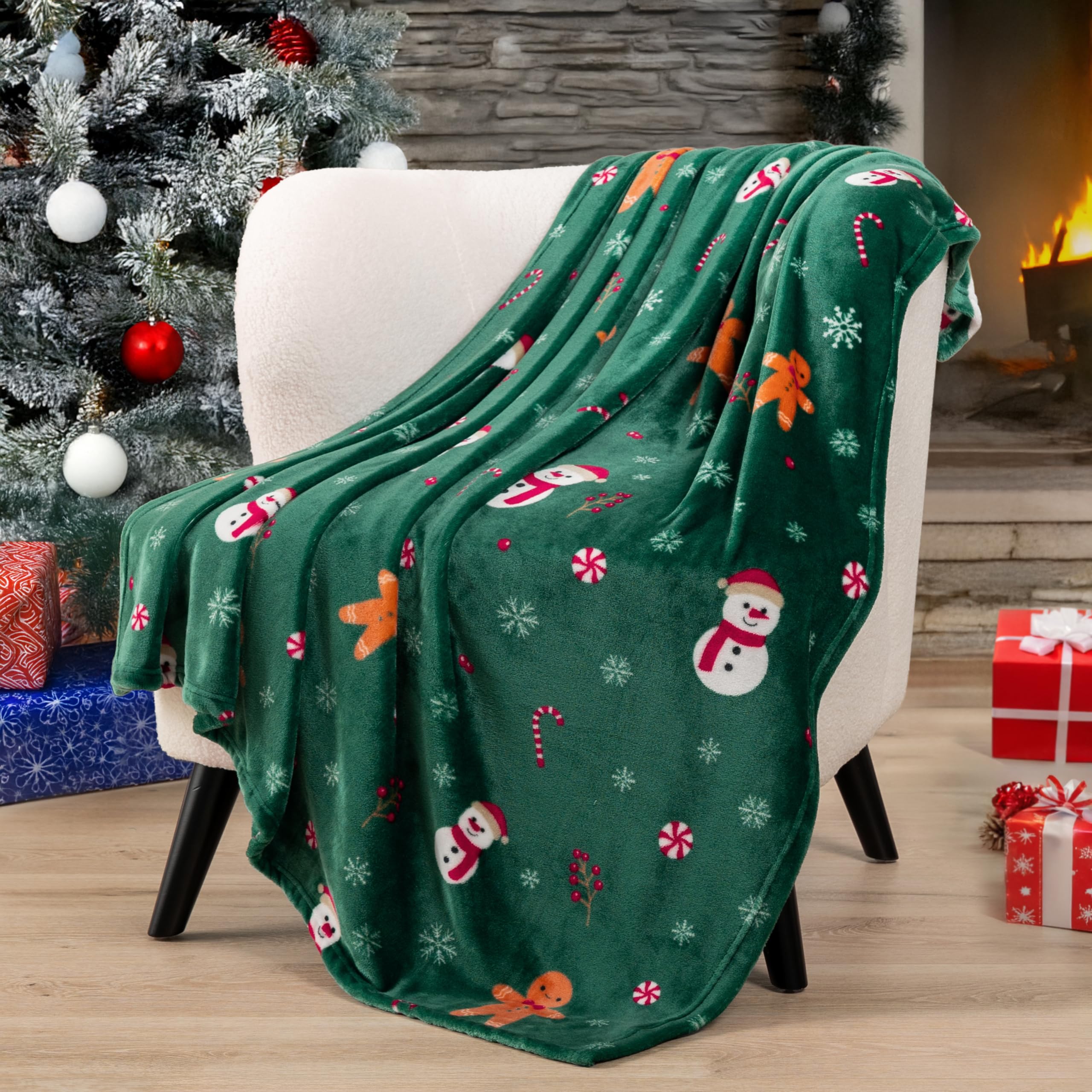 Gingerbread throw draped over an upholstered chair