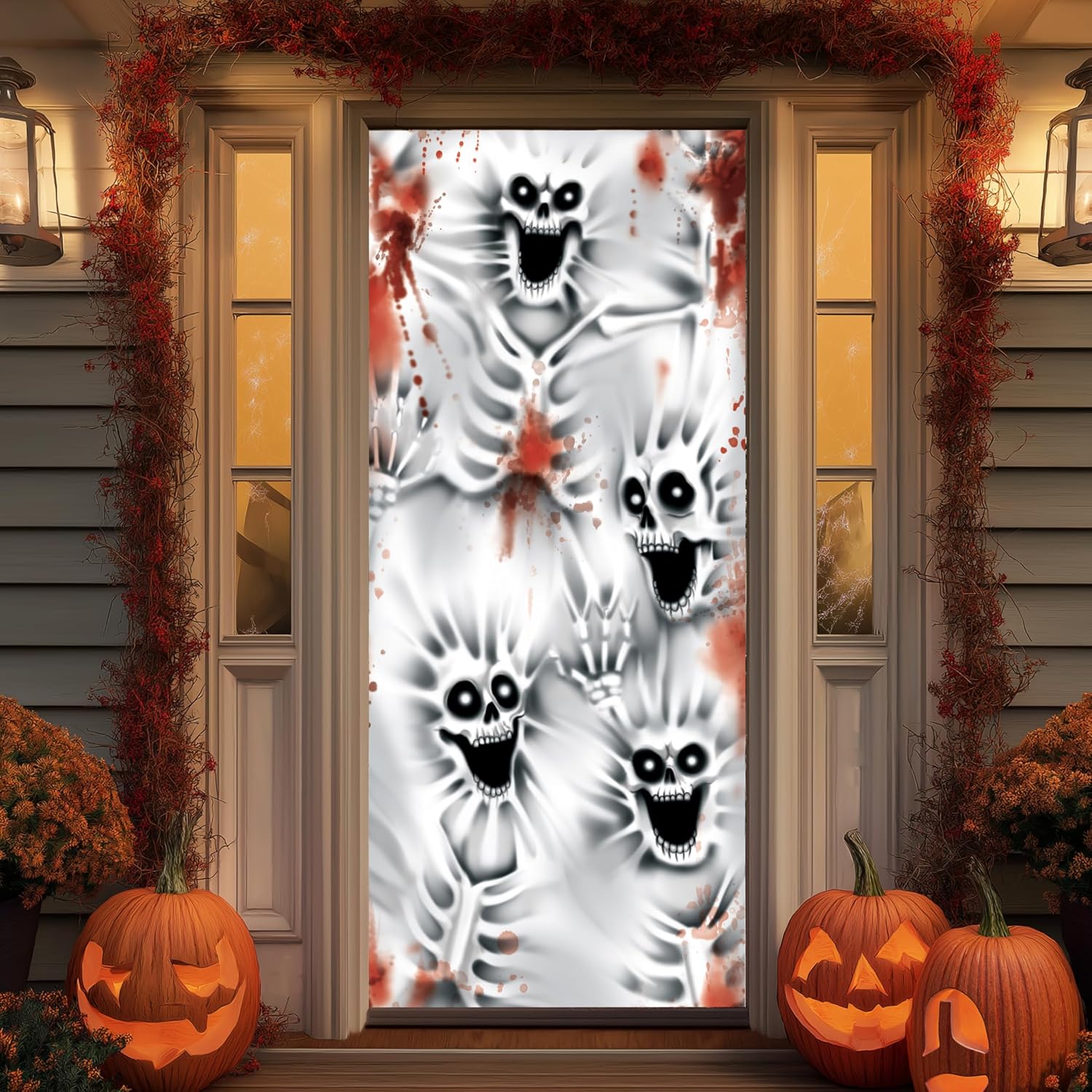 JOYIN scary-skeleton printed door cover