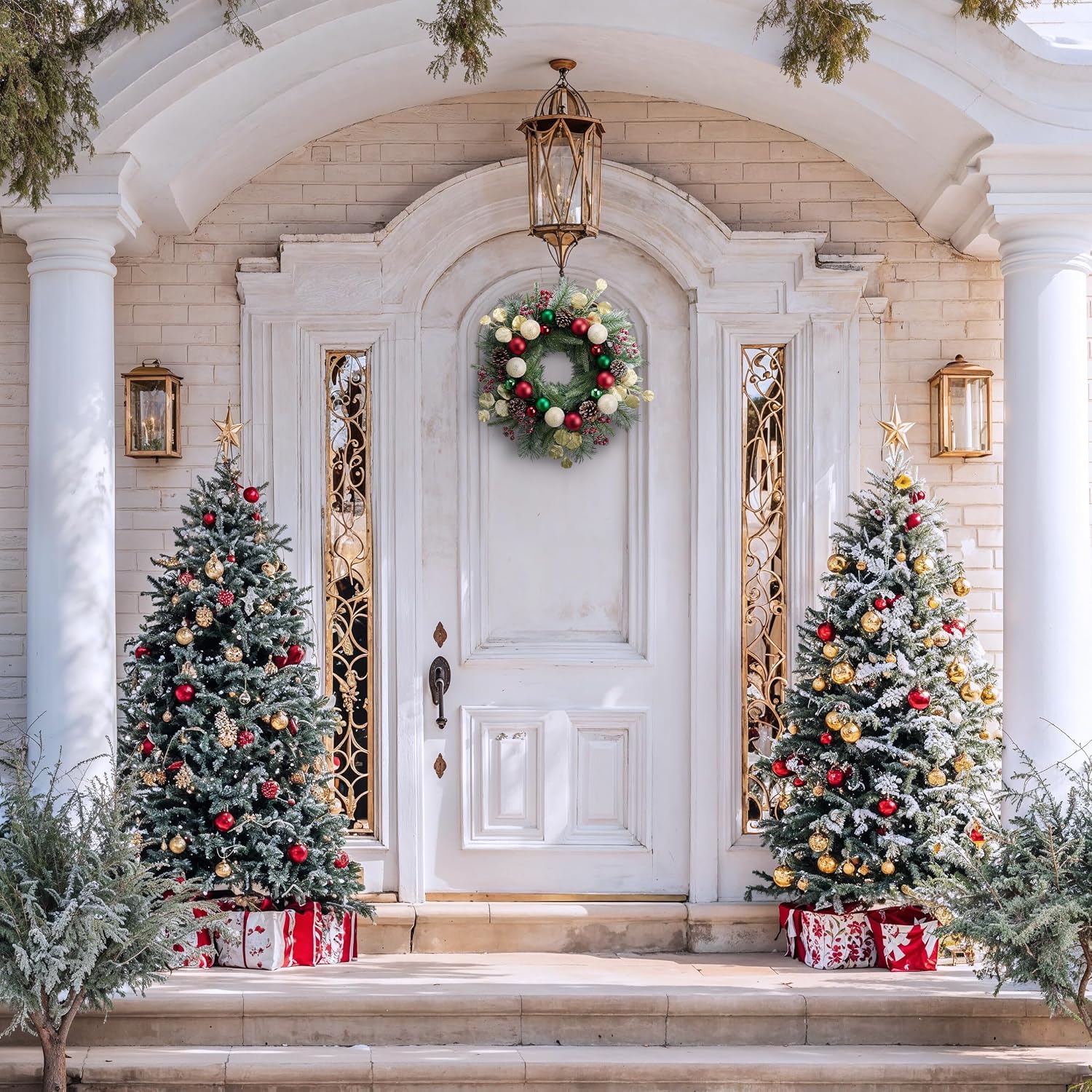 Wreath in a large decorated entrance scene