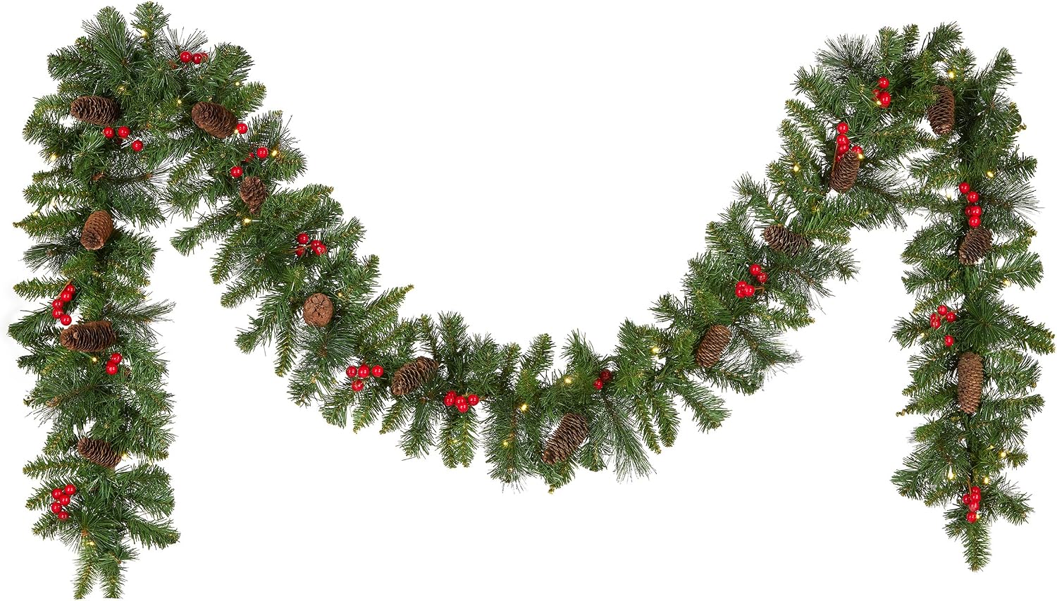 National Tree Crestwood Spruce garland with berries and pinecones