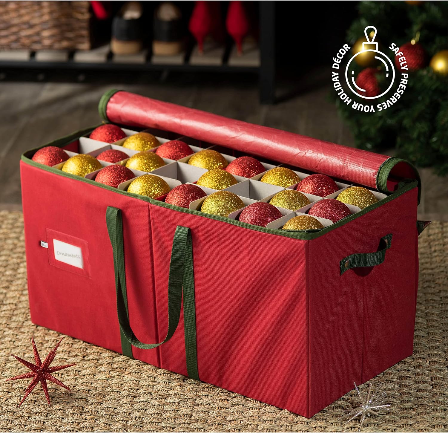 ZOBER ornament organizer in a supplier holiday scene