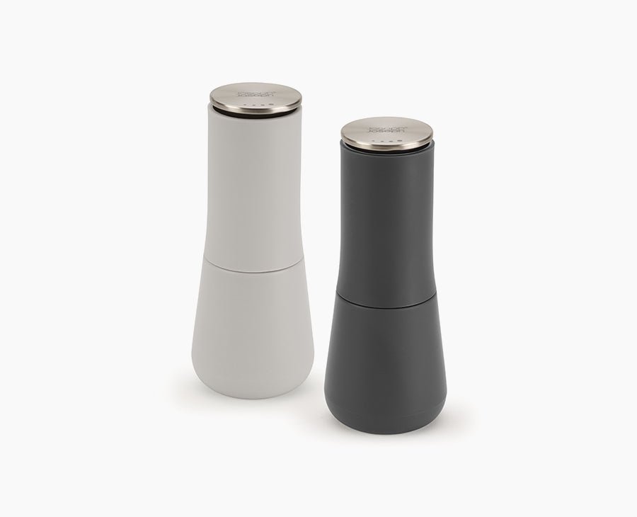 Gray and white Milltop pair on a plain background