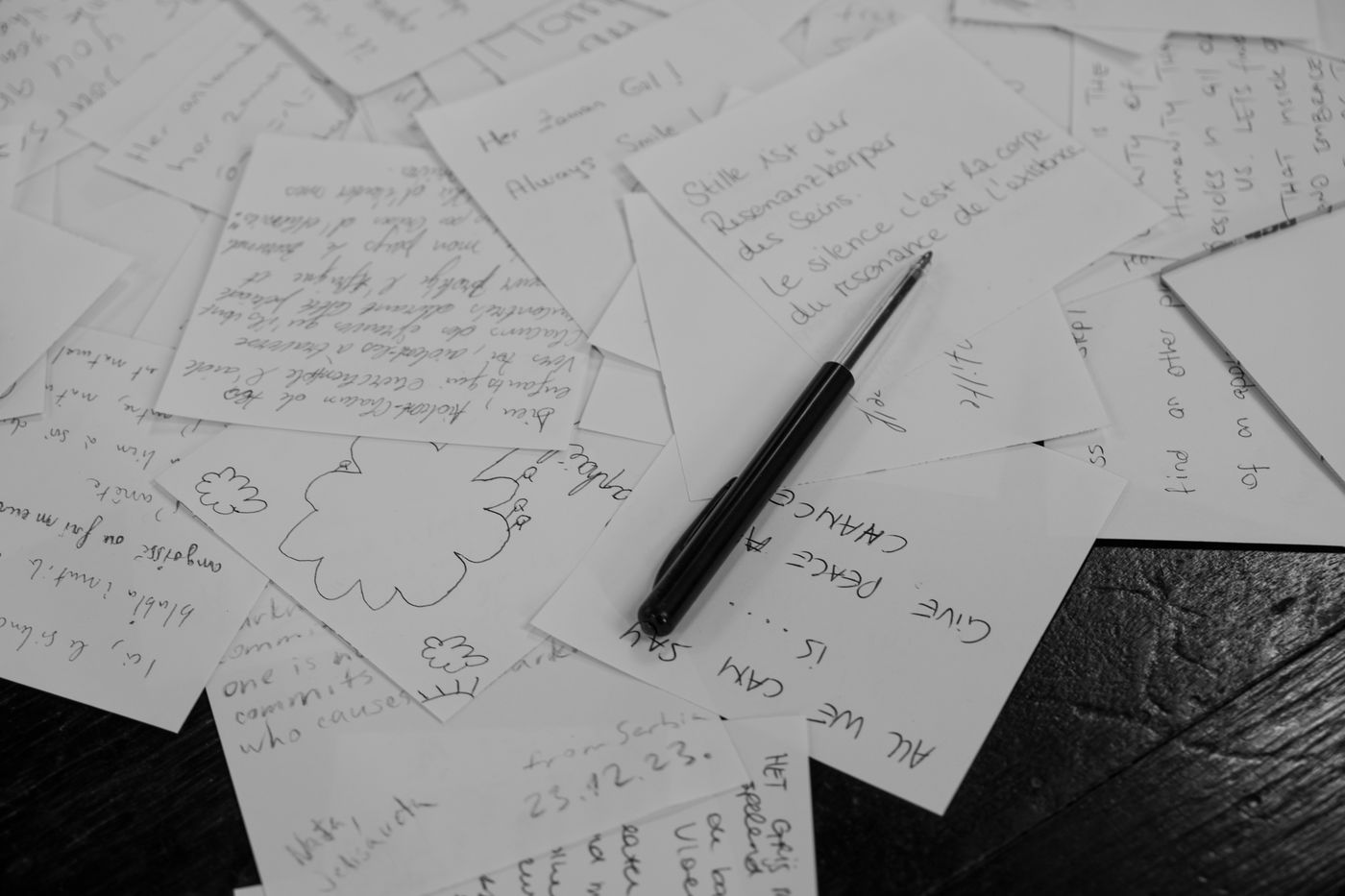 Handwritten correspondence spread out for individual review
