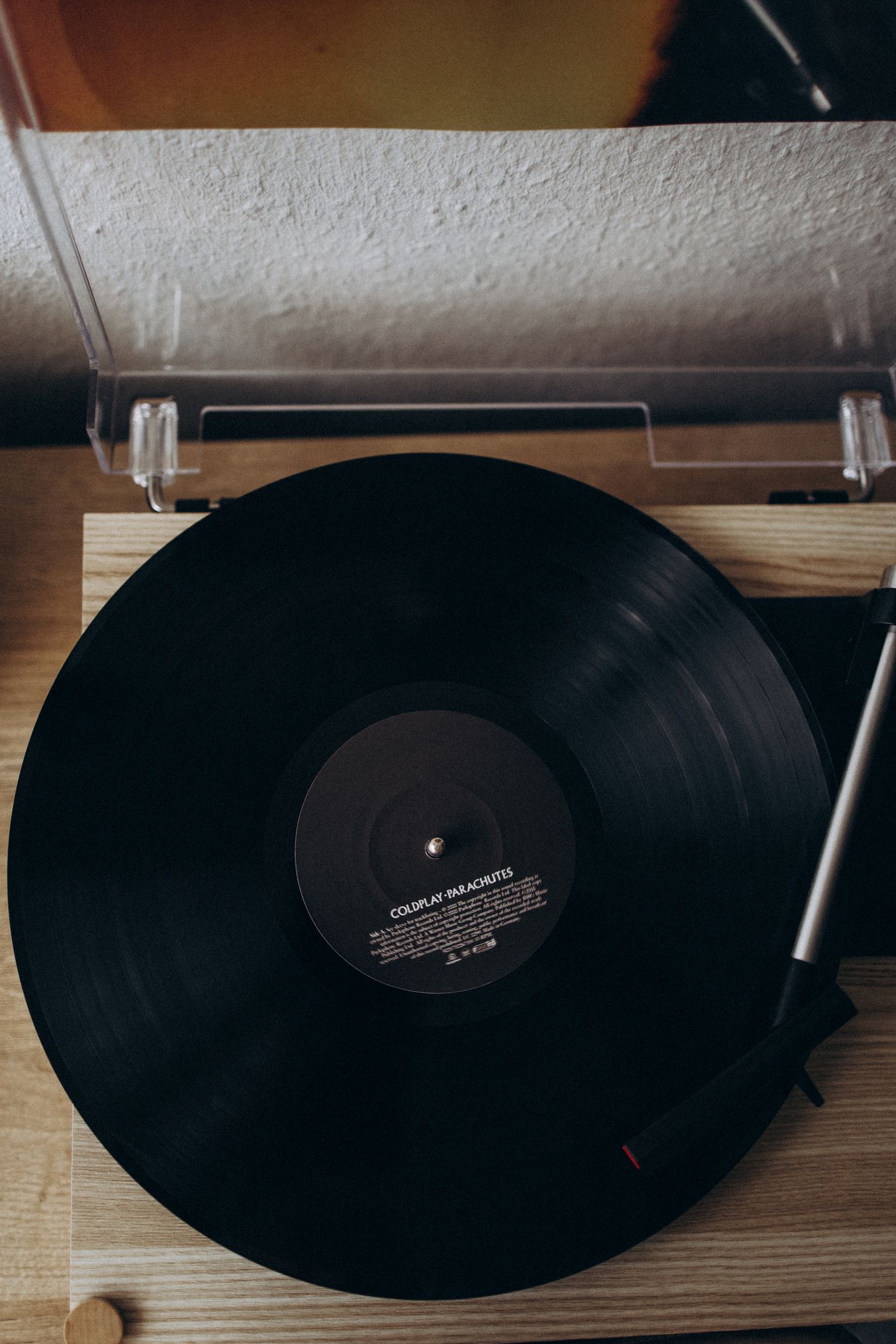 A record on a player with its lid open