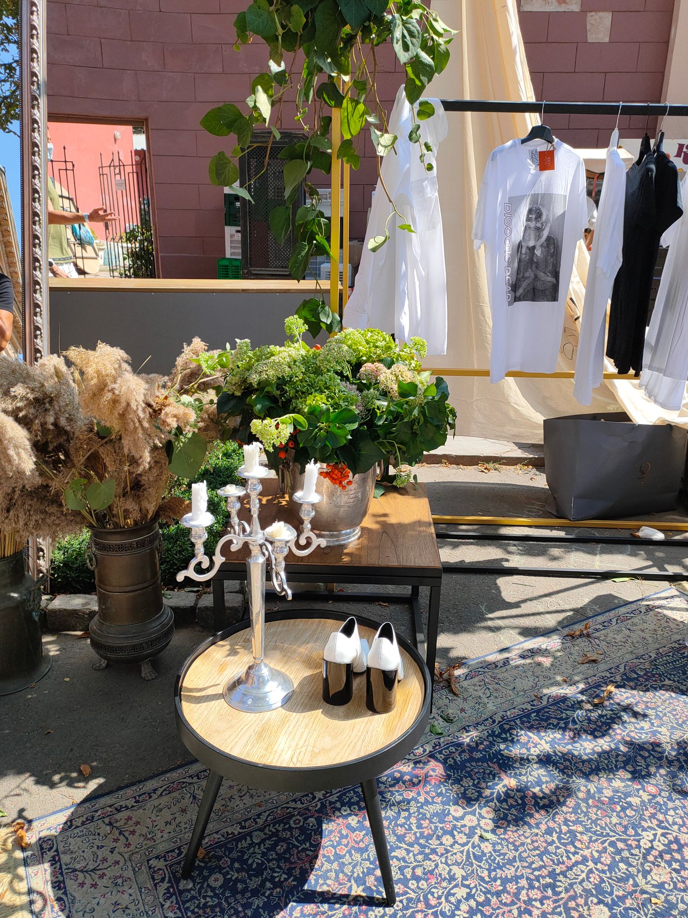 Secondhand furniture and decorative objects at an outdoor market