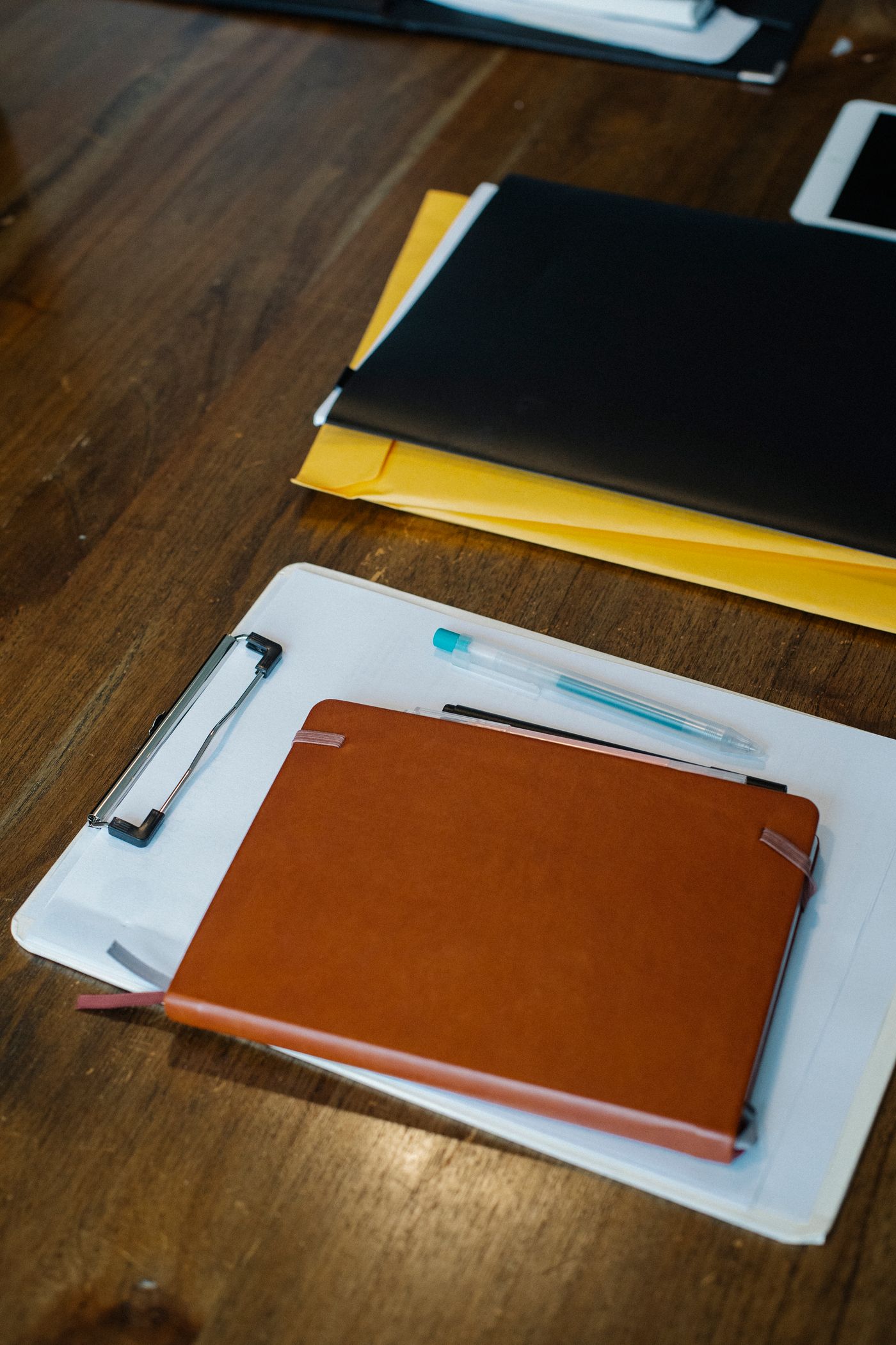 Folders and papers kept together for reference