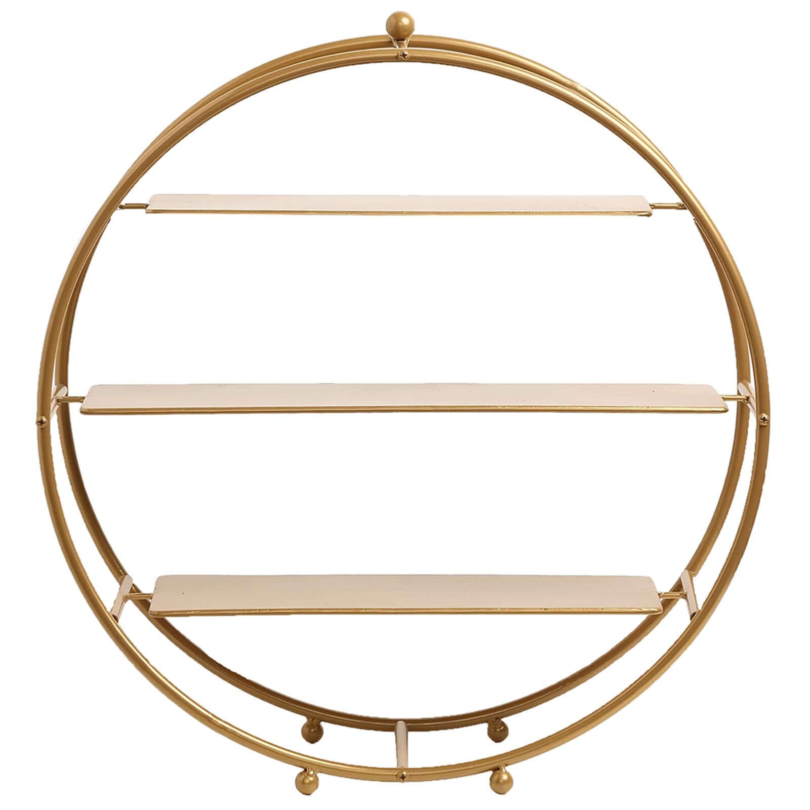 Empty eFavormart gold round dessert stand with three trays visible