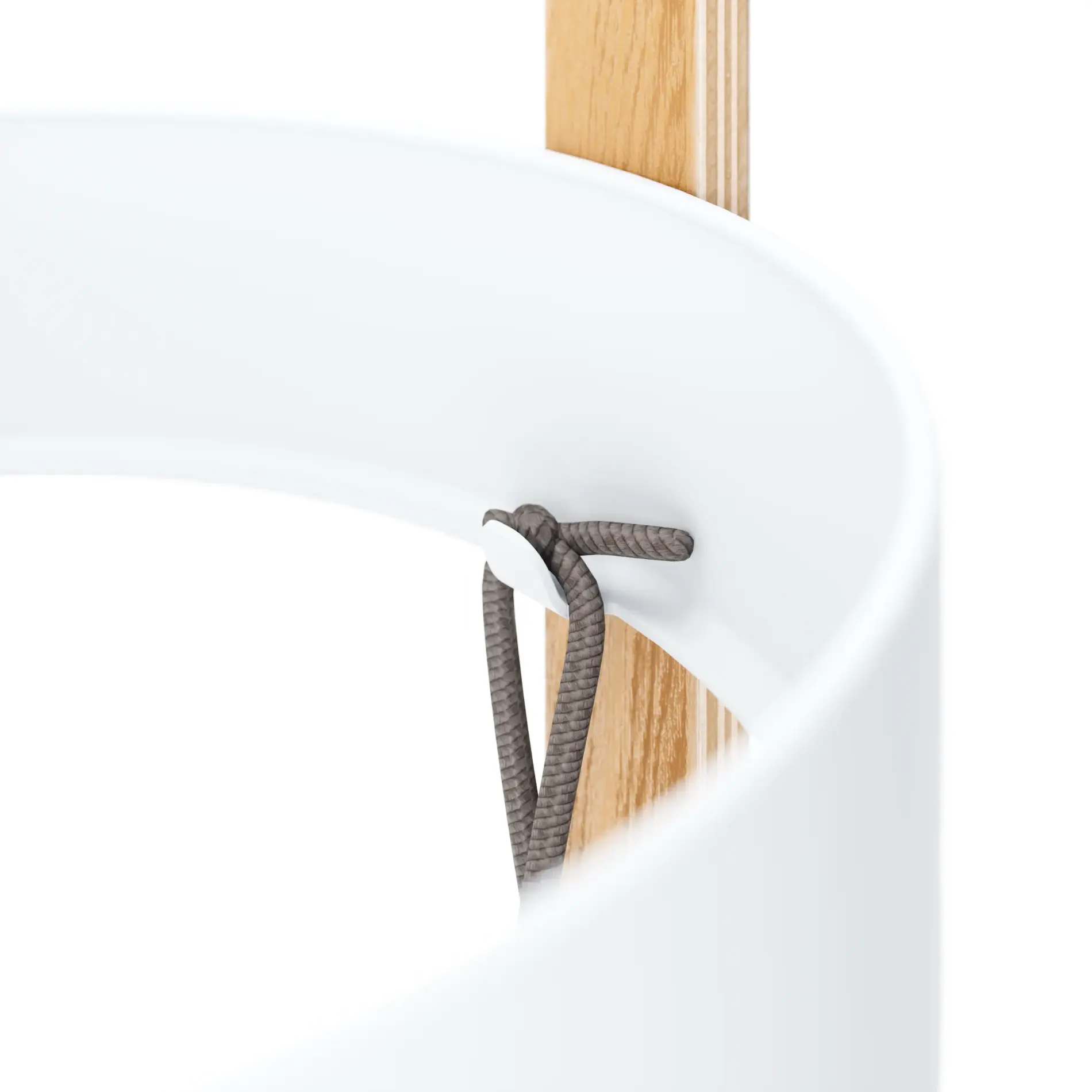 Close view of the White-Natural Bellwood upper-ring umbrella hook